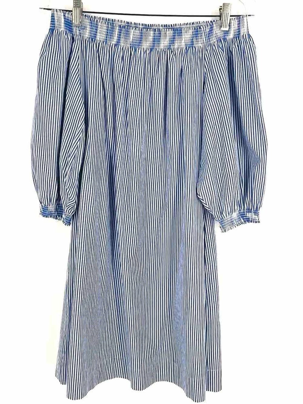 Trina Turk Size S Blue/White Stripe Off the Shoulder Designer Dress